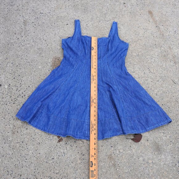 LOFT Chambray Seamed Mini Flare Dress 10 Square Neck - Picture 10 of 15